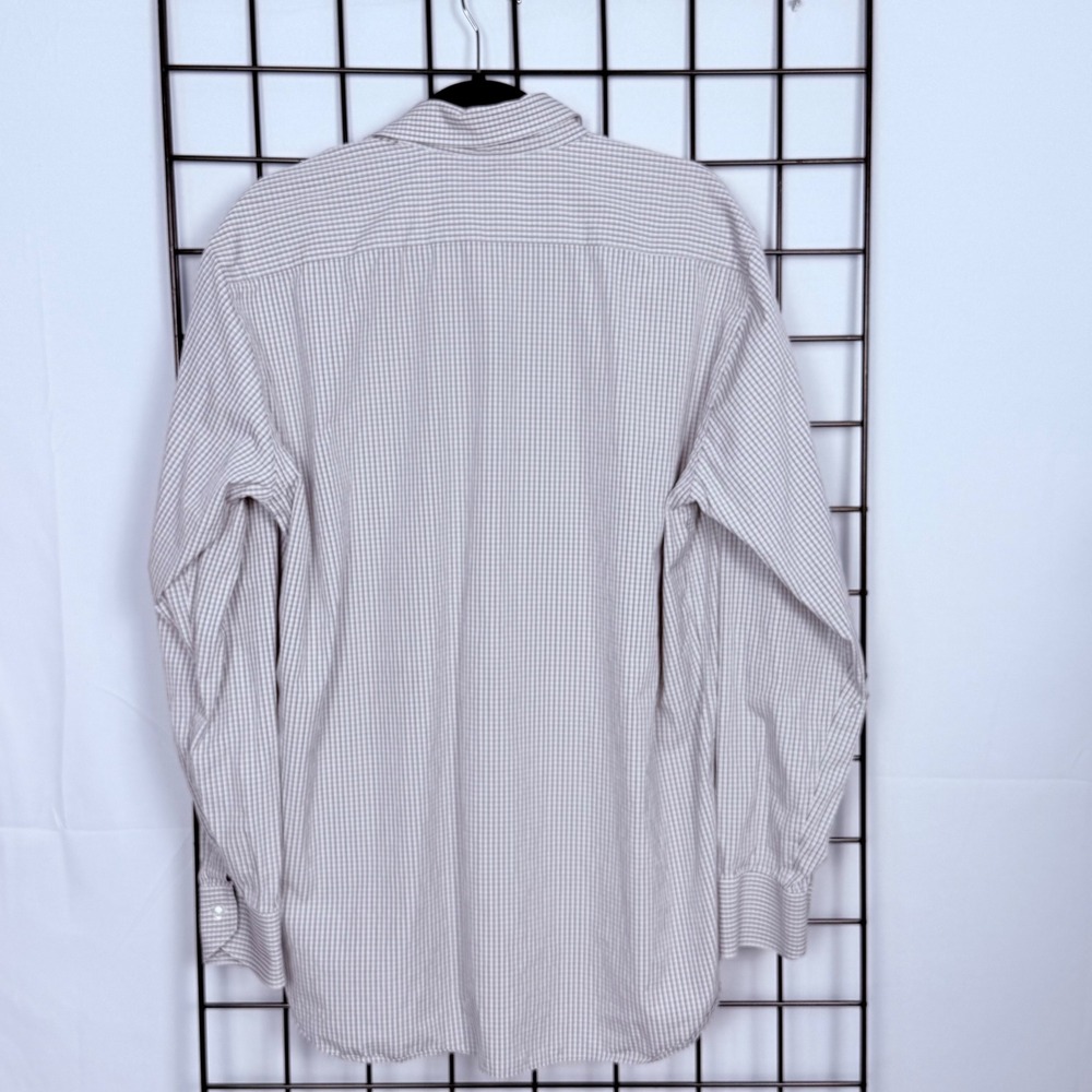 Canali Brushed Button Down Shirt Mens 44-17 1/2 Cream Red Check Business Italy - Picture 4 of 11